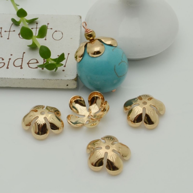 Copriperla fiore liscio ottone 15mm variante In Ottone - ORO 18K Gioie d'Oriente