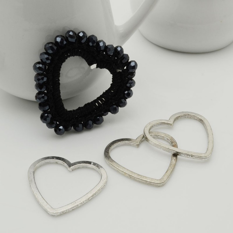 base cerchio vuoto forma cuore 25 mm filo quadrato 2 mm 4 pz in metallo fai da te