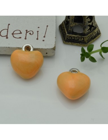 Ciondoli cuore bombato smaltato in ottone 13 mm 2pz Gioie d'Oriente
