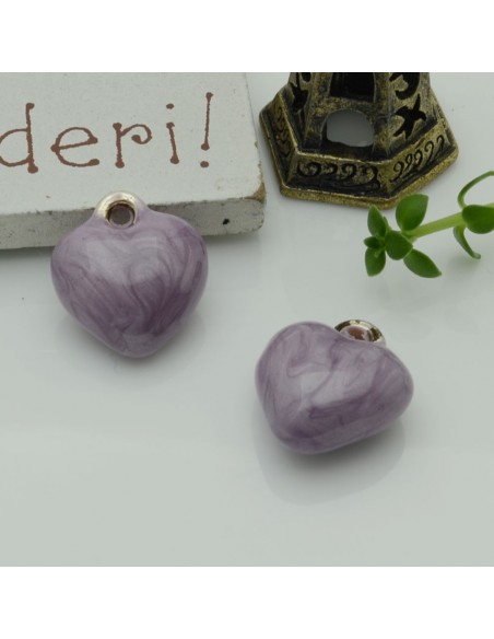Ciondoli cuore bombato smaltato in ottone 13 mm 2pz Gioie d'Oriente