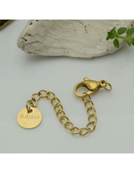 Chiusura moschettone in acciaio 7.5 x 11 mm con catenina prolunga 5 cm 1pz Gioie d'Oriente