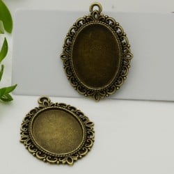 Base cabochon ovale in metallo zamak bronzo 18x25mm interno 28x39mm esterno 2pz Gioie d'Oriente 2
