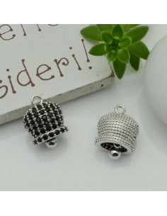 Ciondolo campanella in rame argento con strass 10x14 mm 1pz Gioie d'Oriente 2
