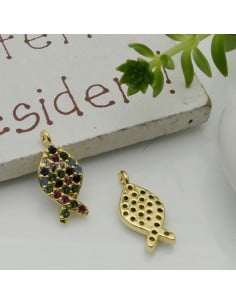 Ciondoli piccoli in ottone oro con zirconi colorati 1pz varie forme Gioie d'Oriente 2