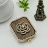 Elemento centrale fiore per collana in ottone e legno oro con zirconi 1pz Gioie d'Oriente