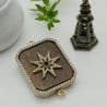 Elemento centrale stella per collana in ottone e legno oro con zirconi 1pz Gioie d'Oriente