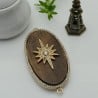 Elemento centrale ovale stella per collana in ottone e legno oro con zirconi 1pz Gioie d'Oriente