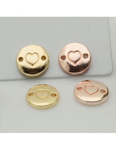 Connettori forma cuore  impronta cuore 10 mm con 2 fori  in ottone  2 pz