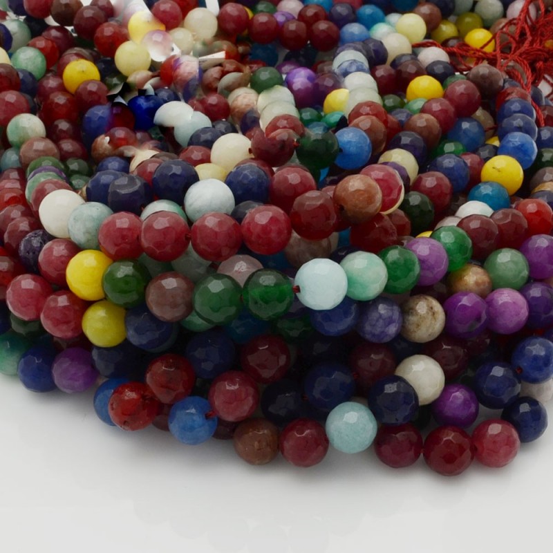 Filo pietre dure agata tonda sfaccettata mix vivace 6mm 65pz