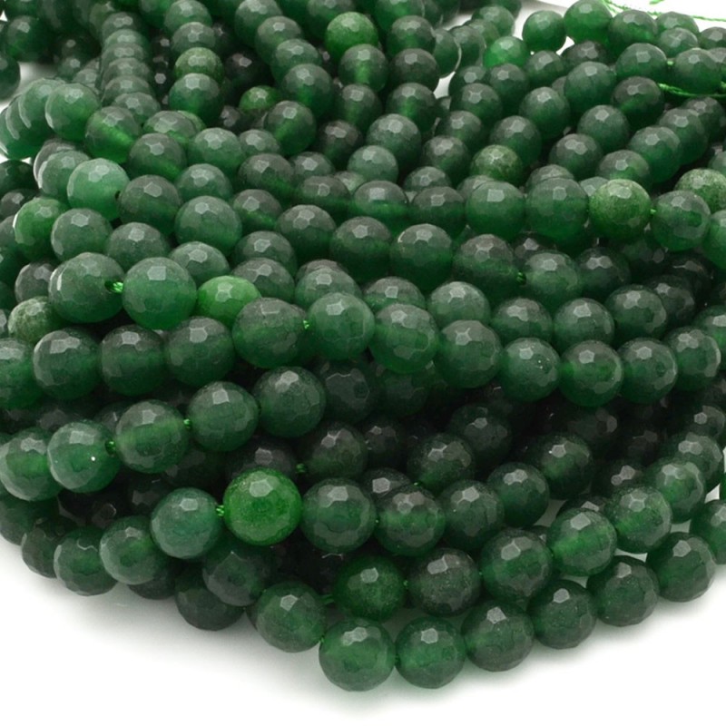 pietra dure agata tondo sfaccettata verde 8 mm 48 pz  39 cm  per i tuoi gioielli