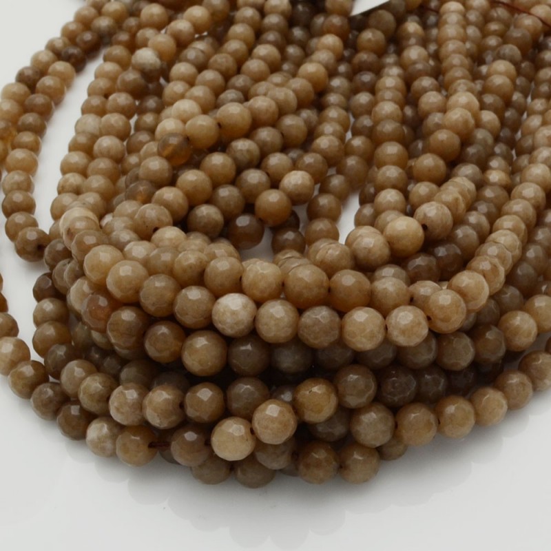 Filo pietre dure agata tonda sfaccettata caramello 6mm 65pz