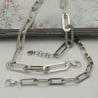 Collana e bracciale in acciaio argento con super maglia rettangolare lucido inossidabile