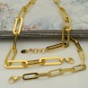 Collana e bracciale in acciaio oro con super maglia rettangolare lucido inossidabile