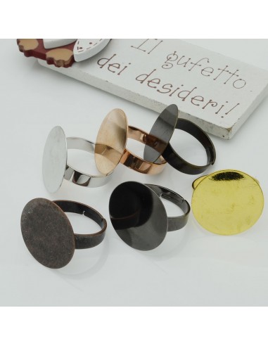 Basi per anello con piastra 20mm in ottone  Anello regolabile da decorare 1pz