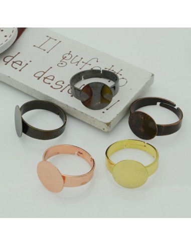 Base per Anello Regolabile con Piastra 12mm in Ottone, 1pz