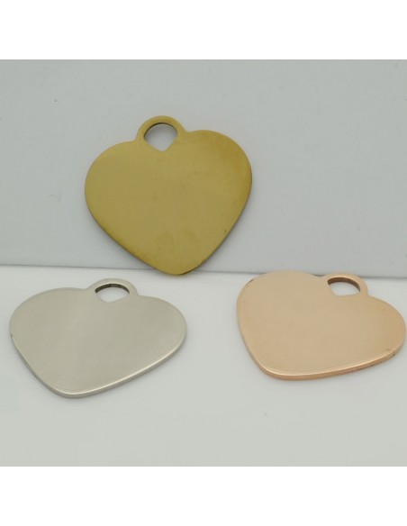 Ciondolo cuore grande in acciaio inossidabile 24 mm 1pz colori vari Gioie d'Oriente