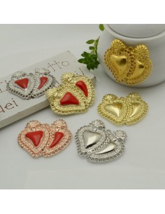 Ciondolo doppio Sacro Cuore in zama 24x28 mm 1pz colori vari Gioie d'Oriente