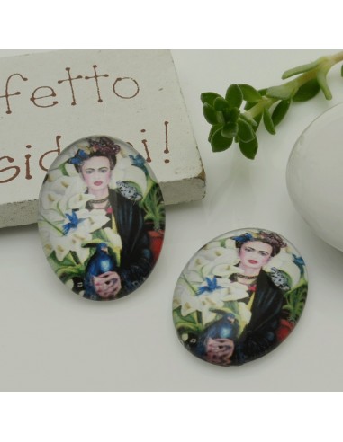 1 pz Frida Kahlo Cabochon  in resina 18 x 25  mm per orecchini tue le creazioni