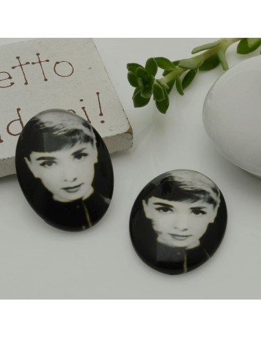 1 pz audreyhepburn Cabochon in resina 18 x 25  mm per orecchini tue le creazioni