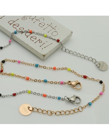 base bracciale in acciaio con pallina 2 mm smaltato maglia 1.7 mm finito 21 cm  per le tue creazioni