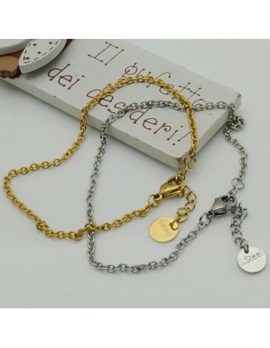Base bracciale in acciaio inossidabile con catena ovale saldata 2x2.5mm 23cm | GDO