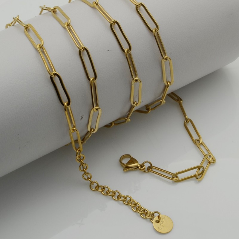 collana con Catena rettangolare in acciaio saldata 4.5 x 14 mm Inossidabile finito 80 cm per le tue creazioni