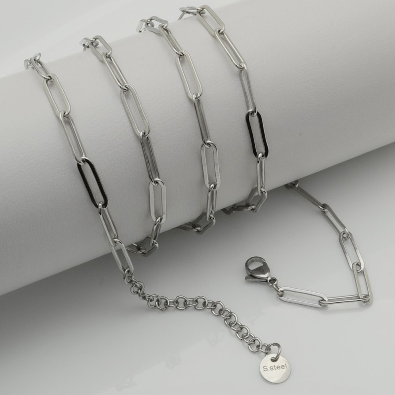 collana con Catena rettangolare in acciaio saldata 4.5 x 14 mm Inossidabile finito 80 cm per le tue creazioni