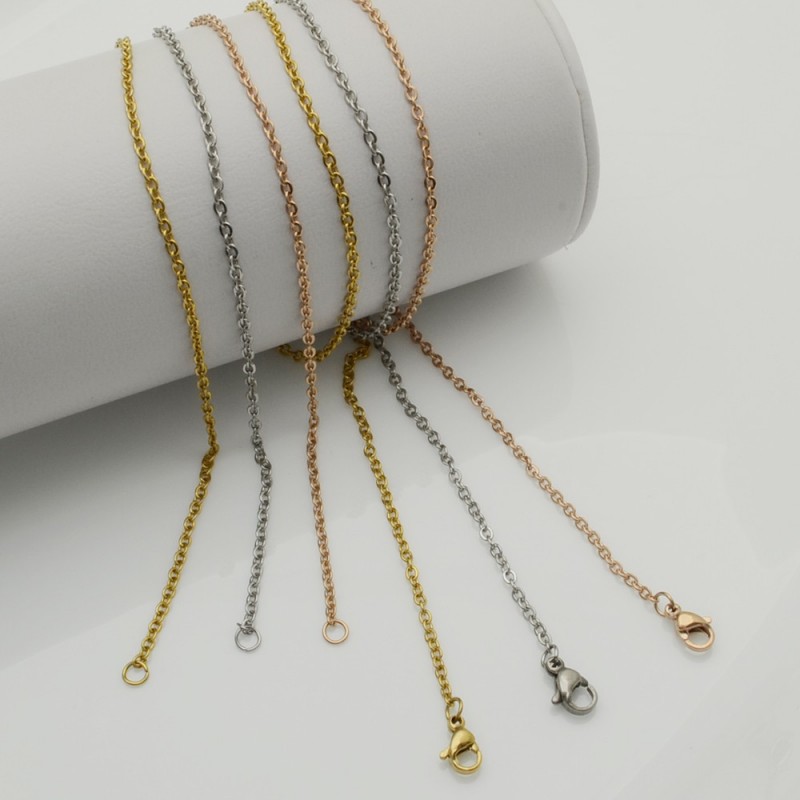 base collana maglia ovale 2 x 2.5 mm  Inossidabile finito 50 cm per le tue creazioni