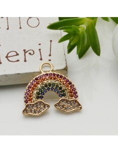 Ciondolo arcobaleno in ottone con zirconi 16x17,5 mm 1pz Gioie d'Oriente 2