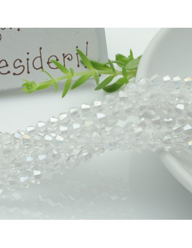 Filo di Cristalli Bicono sfaccettati Trasparente AB di 4.5mm circa 110pz | GDO