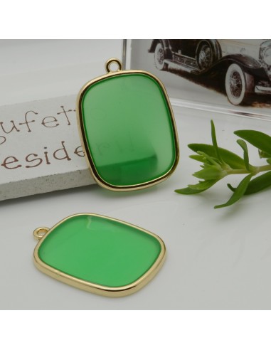 Ciondolo piastra in resina vetrificata colore verde chiaro 22x30mm 1pz | GDO