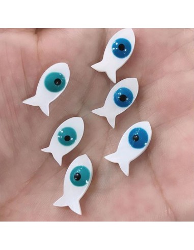 1 pz Pesce in madreperla con occhio con foro passante 8 x 16 mm per le tue creazioni!!!