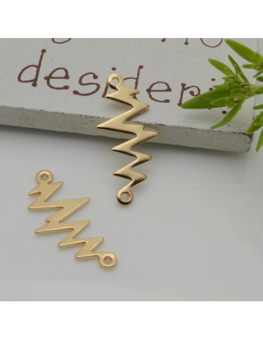 ciondolo Connettori Fulmine oro chiaro  con 2 fori  11 x 21 mm in ottone per le tue creazioni