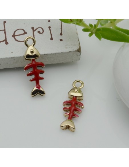 Ciondoli spina di pesce smaltati in ottone 6 x 16 mm 2pz colori vari Gioie d'Oriente