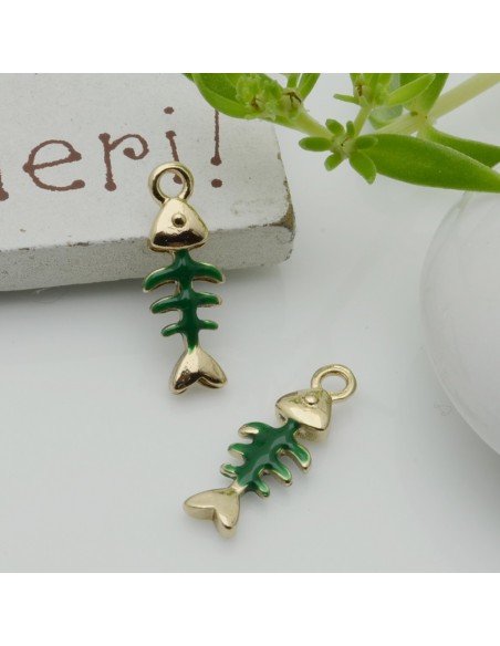 Ciondoli spina di pesce smaltati in ottone 6 x 16 mm 2pz colori vari Gioie d'Oriente