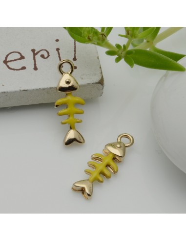 Ciondoli spina di pesce smaltati in ottone 6 x 16 mm 2pz colori vari Gioie d'Oriente