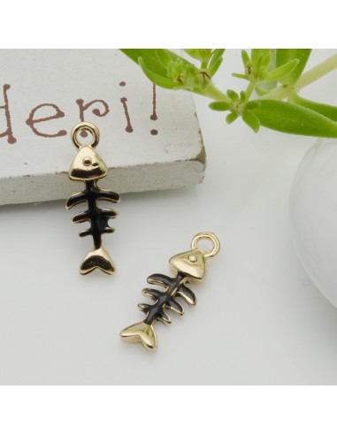 Ciondoli spina di pesce smaltati in ottone 6 x 16 mm 2pz colori vari Gioie d'Oriente