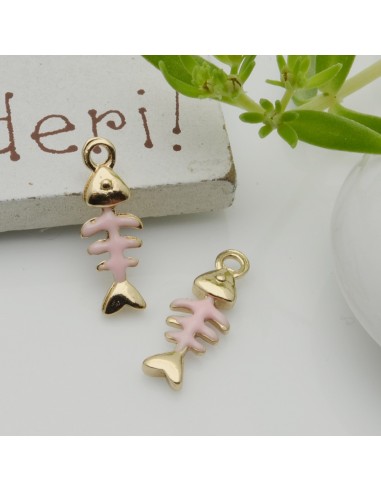 Ciondoli spina di pesce smaltati in ottone 6 x 16 mm 2pz colori vari Gioie d'Oriente