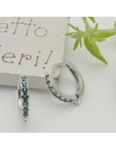 Orecchini cerchietti tondi in ottone argento con zirconi colorati 14mm 1 paio | GDO 2