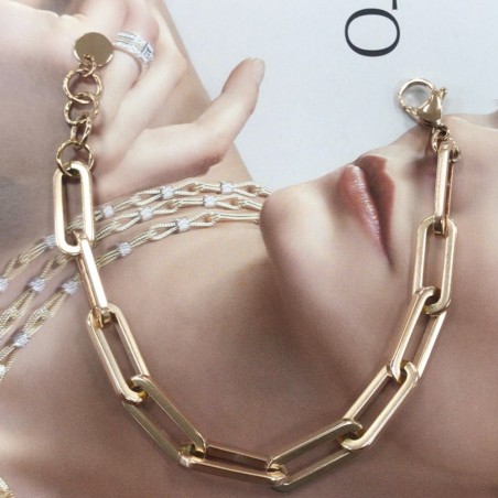 Collana e bracciale in acciaio con super maglia rettangolare lucido inossidabile