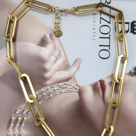 Collana e bracciale in acciaio oro con super maglia rettangolare lucido inossidabile
