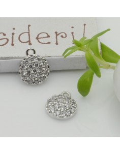 Ciondolo tondo in ottone con strass 8,5x10,5 mm 1pz Gioie d'Oriente 2