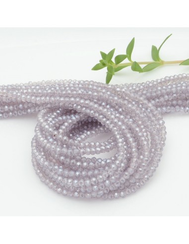 Filo di Mezzi Cristalli Lilla Trasparente Rondelle 2x3mm Sfaccettati Briolette 200pz GDO | Gioie d'Oriente