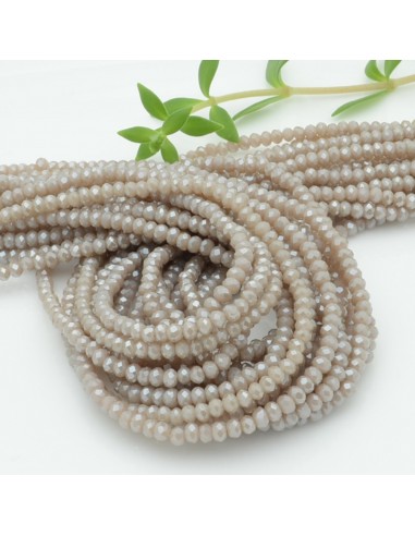 Filo di Mezzi Cristalli Beige Rondelle 2x3mm Sfaccettati Briolette 200pz GDO | Gioie d'Oriente