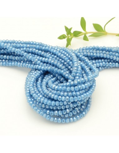 Filo di Mezzi Cristalli Celeste Chiaro Rondelle 2x3mm Sfaccettati Briolette 200pz GDO | Gioie d'Oriente