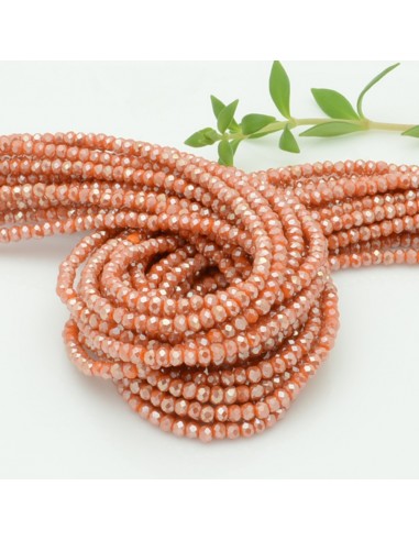Filo di Mezzi Cristalli Arancione Cammello Rondelle 2x3mm Sfaccettati Briolette 200pz GDO | Gioie d'Oriente