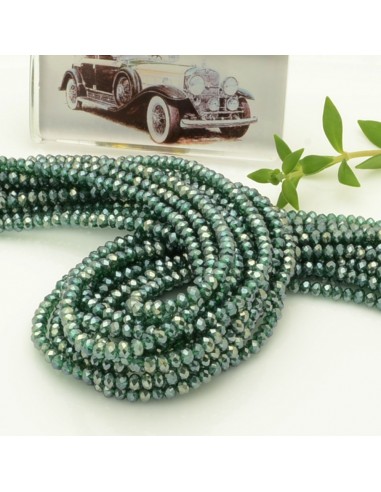 Filo di Mezzi Cristalli Verde AB Rondelle 2x3mm Sfaccettati Briolette 200pz GDO | Gioie d'Oriente