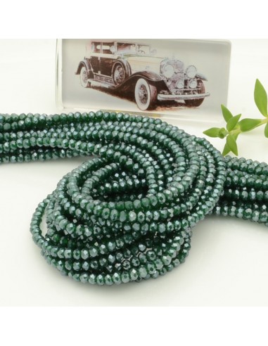 Filo di Mezzi Cristalli Verde AB Rondelle 2x3mm Sfaccettati Briolette 200pz GDO | Gioie d'Oriente