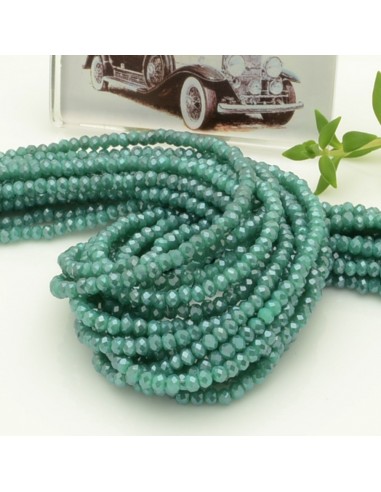 Filo di Mezzi Cristalli Verde Tiffany Rondelle 2x3mm Sfaccettati Briolette 200pz GDO | Gioie d'Oriente