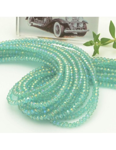 Filo di Mezzi Cristalli Azzurro Acquamarina AB Rondelle 2x3mm Sfaccettati Briolette 200pz GDO | Gioie d'Oriente